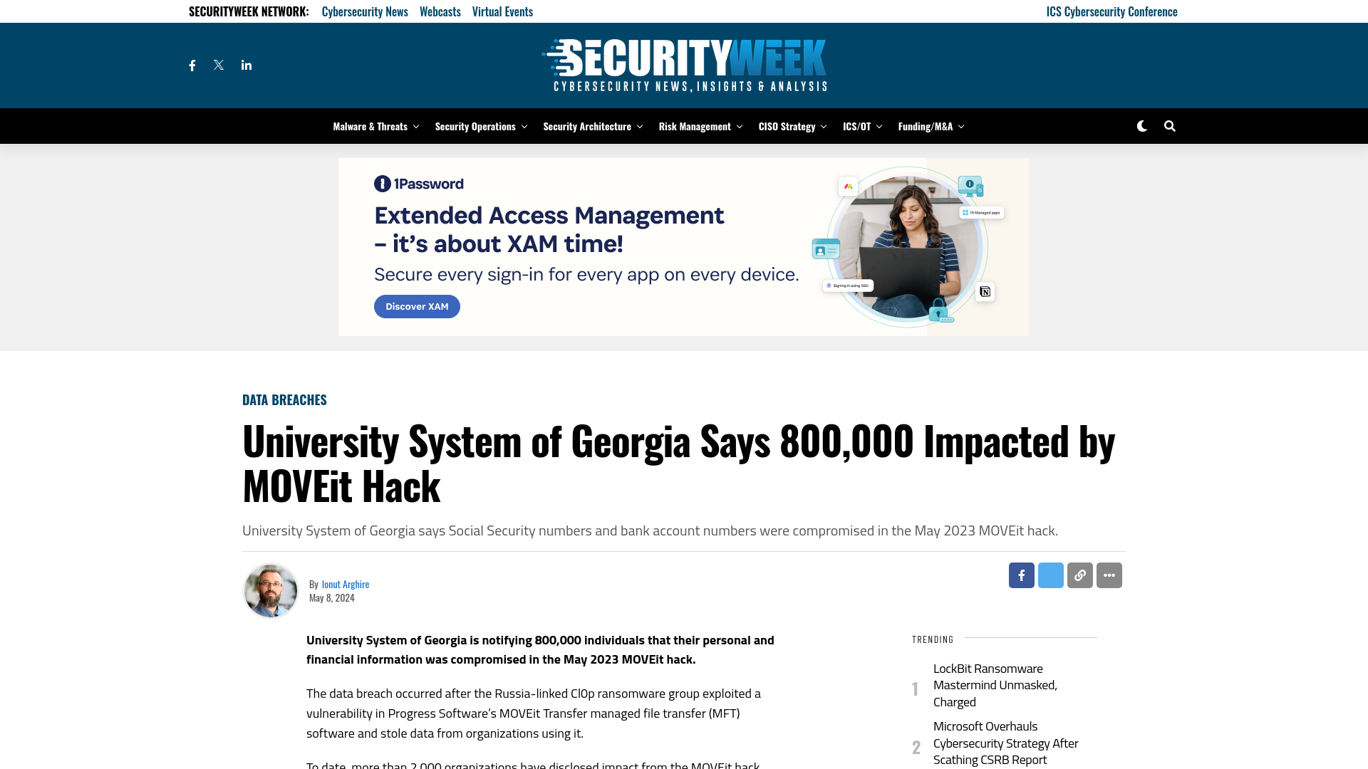 University System of Georgia Says 800,000 Impacted by MOVEit Hack - SecurityWeek
