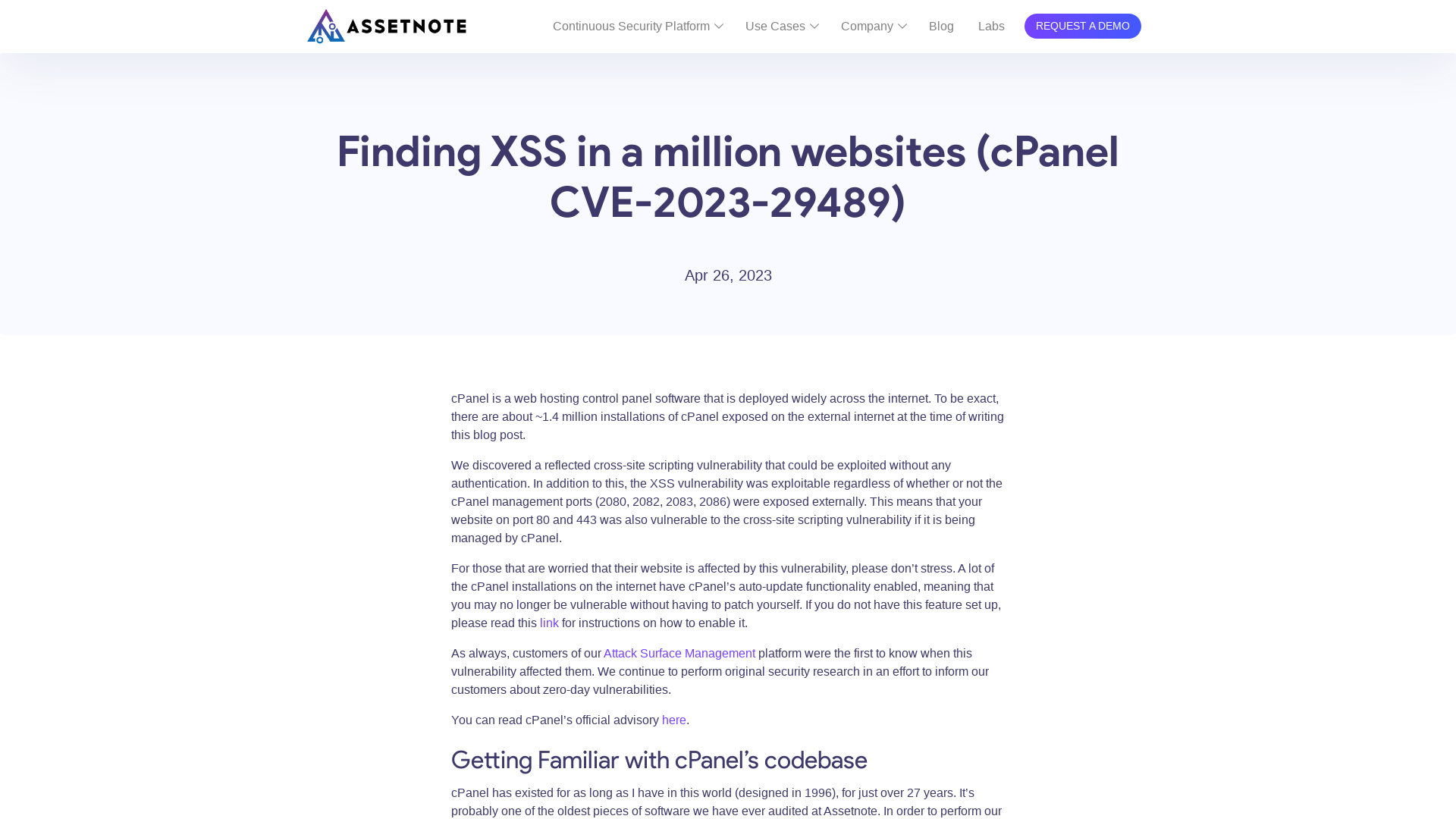 Finding XSS in a million websites (cPanel CVE-2023-29489) – Assetnote