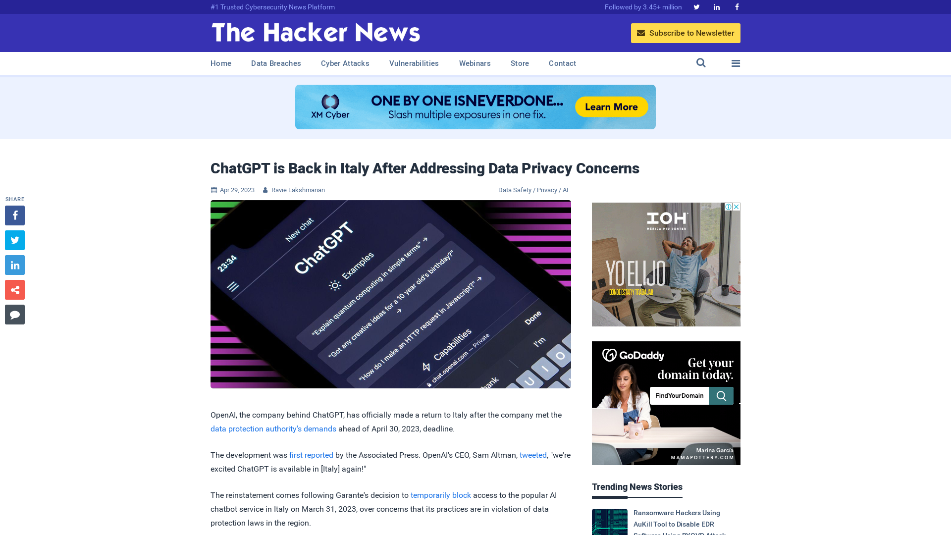 ChatGPT is Back in Italy After Addressing Data Privacy Concerns