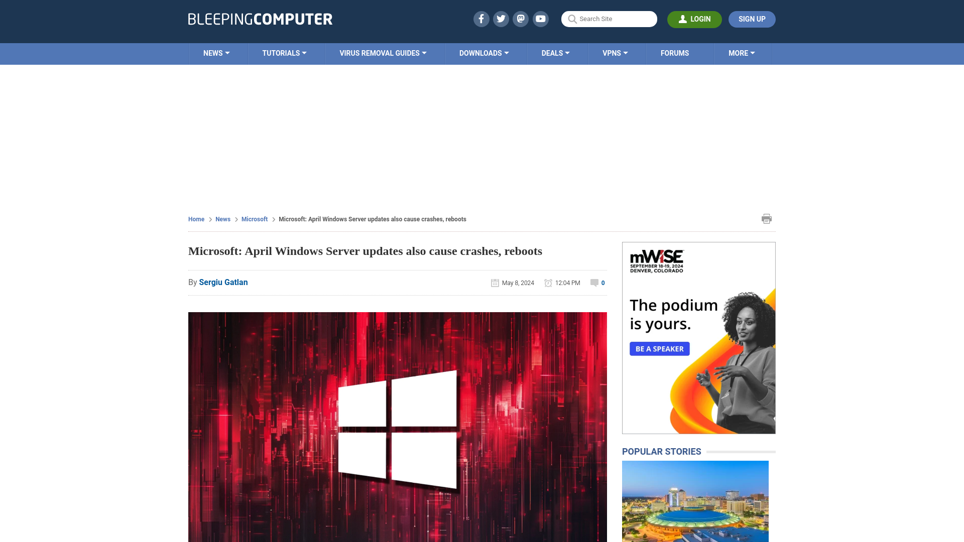 Microsoft: April Windows Server updates also cause crashes, reboots